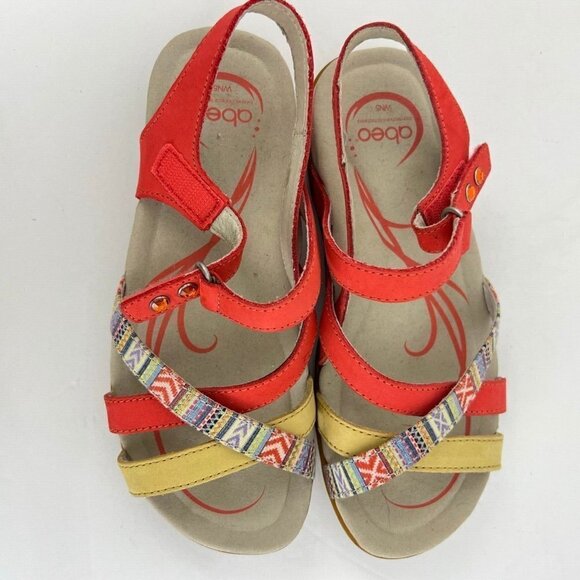 Abeo Womens  Laguna Sandals Multi Color Orange  Size US 5  Neutral Footbed - Picture 2 of 9